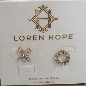 Loren Hope Goldtone Crystal Stud XO Earrings